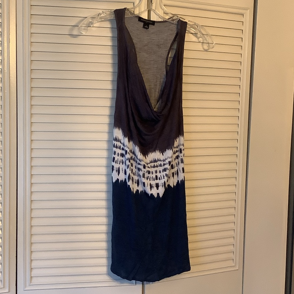Banana Republic Blue and White Sleeveless Cowl Neck Top